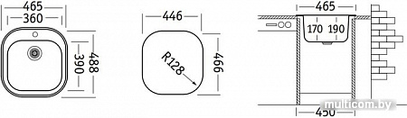 Кухонная мойка Ukinox Галант GAL465.488 --GT6K 0C- (с сифоном)