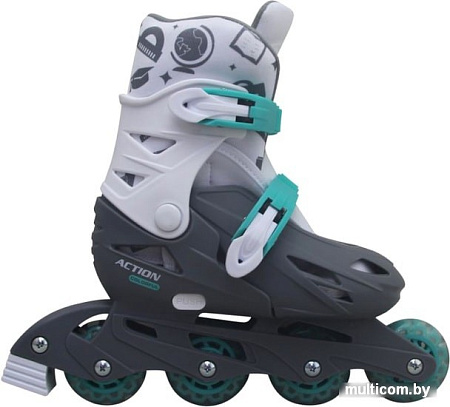 Роликовые коньки Action PW-065 (р. 27-30, белый/серый)