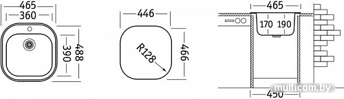 Кухонная мойка Ukinox Галант GAL465.488 --GT6K 0C- (с сифоном)