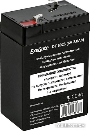 Аккумулятор для ИБП ExeGate DT 6028 (6В, 2.8 А·ч)