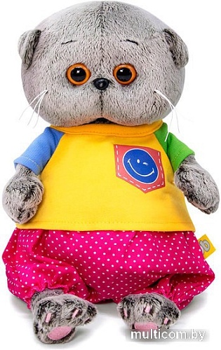 Классическая игрушка BUDI BASA Collection Басик Baby в футболке со смайликом BB-084 (20 см)