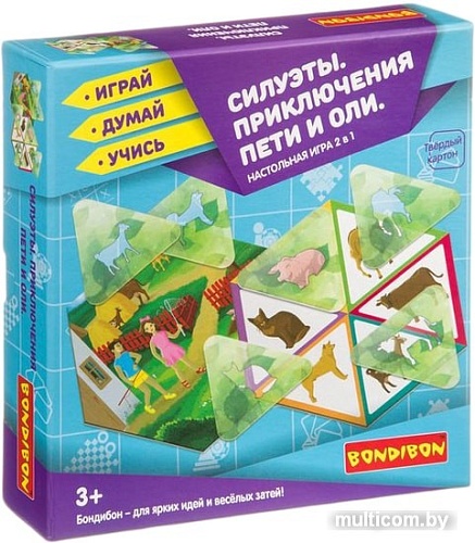 Развивающая игра Bondibon Приключения Пети и Оли. Силуэты ВВ3906