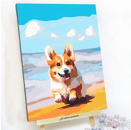 Картина по номерам Red Panda Корги На Берегу p54740