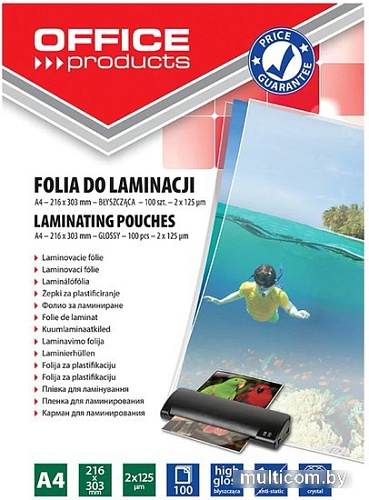 Пленка для ламинирования Office Products А4 125 мкм 20325435-90 (100 шт, прозрачный)