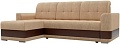 Угловой диван Mebelico Честер 61112 (левый, вельвет бежевый/экокожа коричневый)
