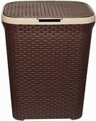 Корзина ВиолетПласт для белья 40 л с крышкой Ротанг (коричневый)