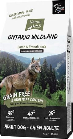 Сухой корм для собак Natura Wild Ontario Wildland для всех пород с ягненком и французской свининой 12 кг