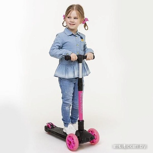 Трехколесный самокат Maxiscoo Junior Delux MSC-J072001D (черный/розовый)