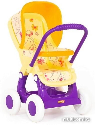 Коляска для кукол Полесье прогулочная 4-х колесная №2 48158 (желтый/фиолетовый)
