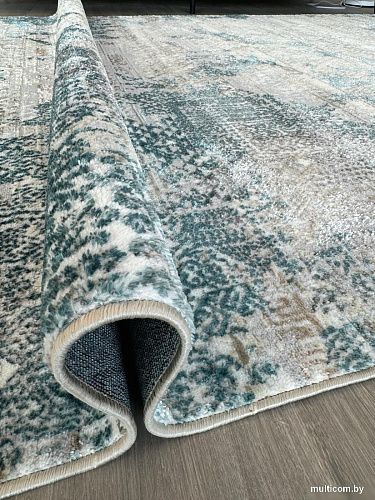 Ковер для жилой комнаты Radjab Carpet Бьянка Прямоугольник D057A 8564RK-B (1x2, Cream Shirink/Blue Fdy)