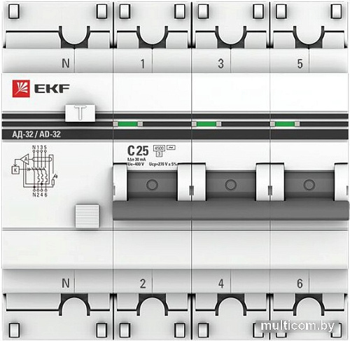 EKF PROxima АД-32 3P+N 25А30мА DA32-25-30-4P-pro