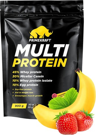 Протеин Prime Kraft Multi Protein (900г, клубника/банан)