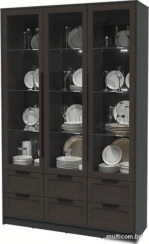 Шкаф-витрина Интерлиния Концепт Тренд КТ-ШВ3 с подсветкой (антрацит/дуб английский)