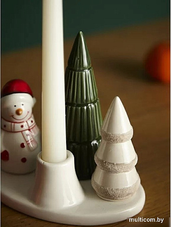 Подсвечник Tkano New Year Essential Enchanted forest TK24-NY_CNH0003 (белый/зеленый)