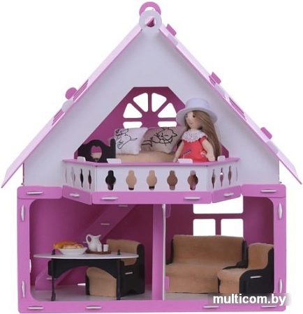 Krasatoys Дачный домик Варенька с мебелью 000256 (белый/розовый)