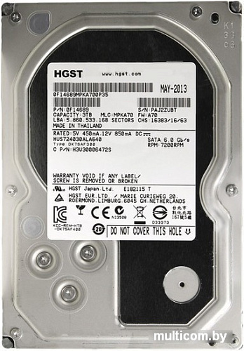 Жесткий диск Hitachi Ultrastar 7K4000 3TB (HUS724030ALA640)