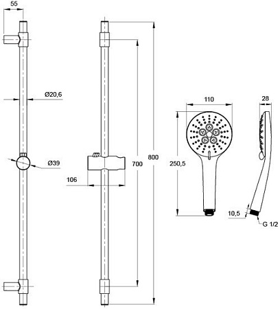 Душевой гарнитур IDDIS Torr TOR3F00i16