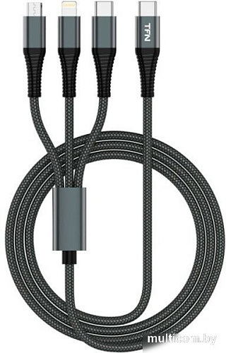 Кабель TFN TFN-C-3IN1-USBC-GR USB Type-A - USB Type-C/Lightning/microUSB (1.2 м, белый)