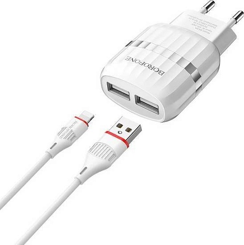 Сетевое зарядное Borofone BA24A Lightning (белый)