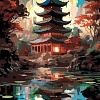 Картина по номерам Red Panda Китайский храм