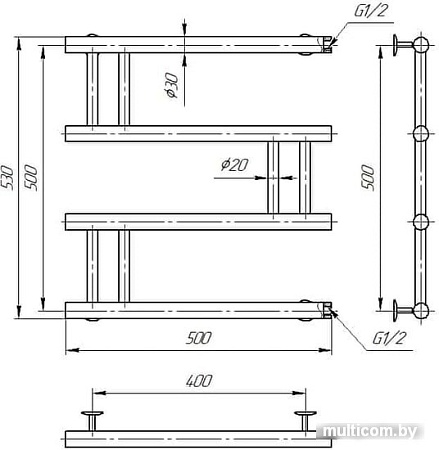 Полотенцесушитель Deffi Змейка Люкс 500х500 В