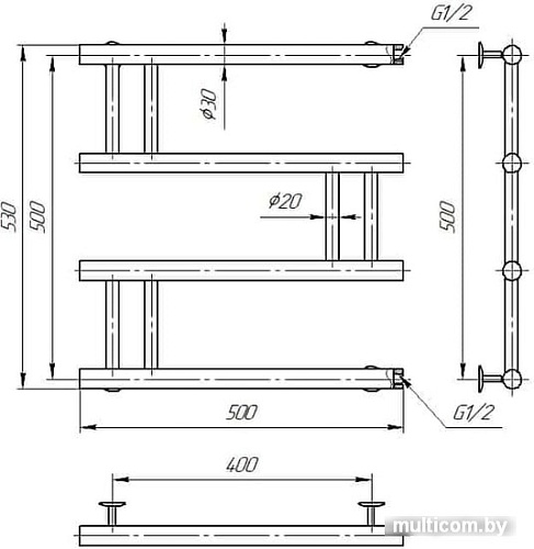 Полотенцесушитель Deffi Змейка Люкс 500х500 В