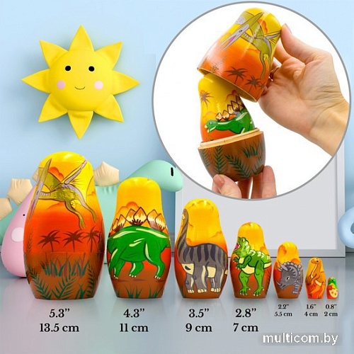 Развивающая игра Брестская Матрешка С динозаврами (набор 7 шт)