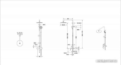 Душевая система Bravat Rhein F6429564BW-A-ENG