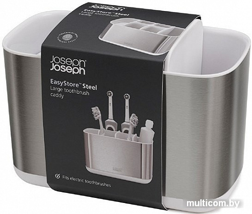 Стакан для зубной щетки и пасты Joseph Joseph EasyStore Steel 70531 (белый/нержавеющая сталь)