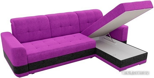 Угловой диван Mebelico Честер 61119 (правый, вельвет, фиолетовый/черный)