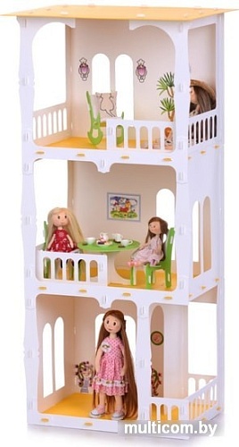 Кукольный домик Krasatoys Дом Жасмин с мебелью 000274 (белый/желтый)