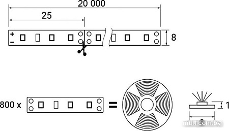 Светодиодная лента AKS AKS 9.6 W/m (20м, холодный белый)