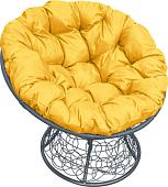 Кресло M-Group Папасан 12020311 (серый ротанг/желтая подушка)