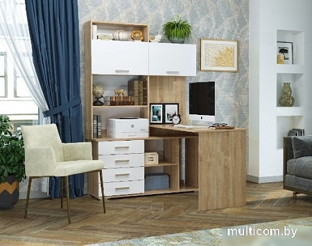 Стол Памир ПКС-11 правый (дуб сонома/белый глянец)