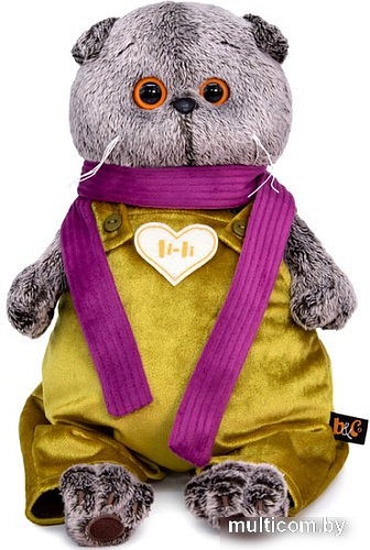 Классическая игрушка BUDI BASA Collection Басик в бархатном комбинезоне Ks22-209 (22 см)