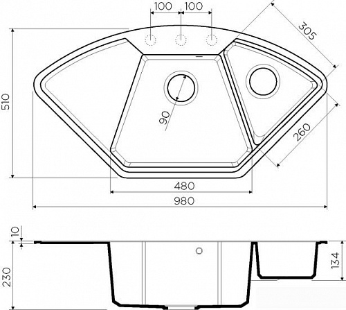 Кухонная мойка Omoikiri Yonaka 98C DC