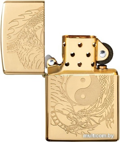 Зажигалка Zippo High Polish Brass Tiger and Dragon Design 49024