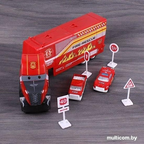 Игрушечный транспорт Darvish Трейлер пожарной охраны DV-T-1698