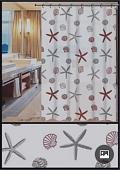 Шторка-занавеска для ванны Fashun A8810 (белый/морские звезды)