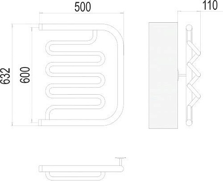 Полотенцесушитель TERMINUS Фокстрот-Лиана 1" 600x500 бп