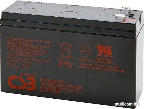 Аккумулятор для ИБП CSB HR1224W F2 (12В/6.4 А&middot;ч)