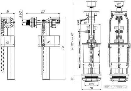 Комплект арматуры Ани Пласт WC6050M