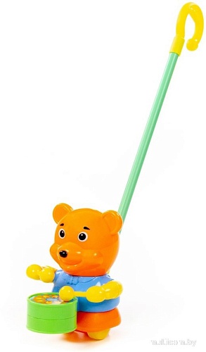 Развивающая игрушка Полесье Каталка Медвежонок с ручкой 96654
