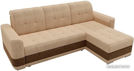 Угловой диван Mebelico Честер 61113 (правый, вельвет, бежевый/коричневый)