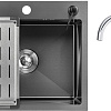 Кухонная мойка Saniteco 5045 Nano + Spike F9S07000 (хром, с сифоном, дозатором и коландером)