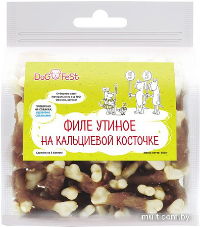 Лакомство для собак Dog Fest Филе утиное на кальциевой косточке 500 г