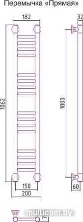 Полотенцесушитель Сунержа Богема+ 1000x150 00-0220-1015
