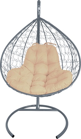 Подвесное кресло M-Group XL 11120301 (серый ротанг/бежевая подушка)