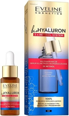 Eveline Cosmetics Сыворотка для лица Biohyaluron 3 x Retinol System день/ночь 18 мл