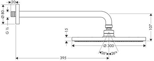 Верхний душ Hansgrohe Raindance S 300 Air 1jet 27493000